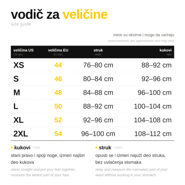 muski donji ves vodič za velicine size guide