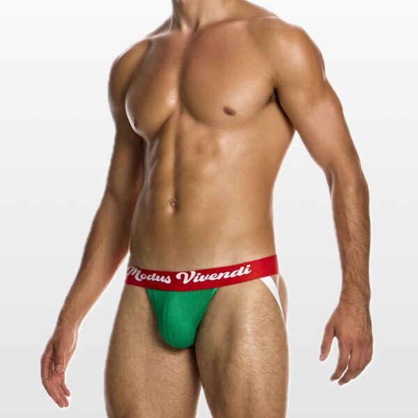 05512-green-(1) Modus Vivendi sportski jockstrap u zelenoj boji sa crvenim pojasom