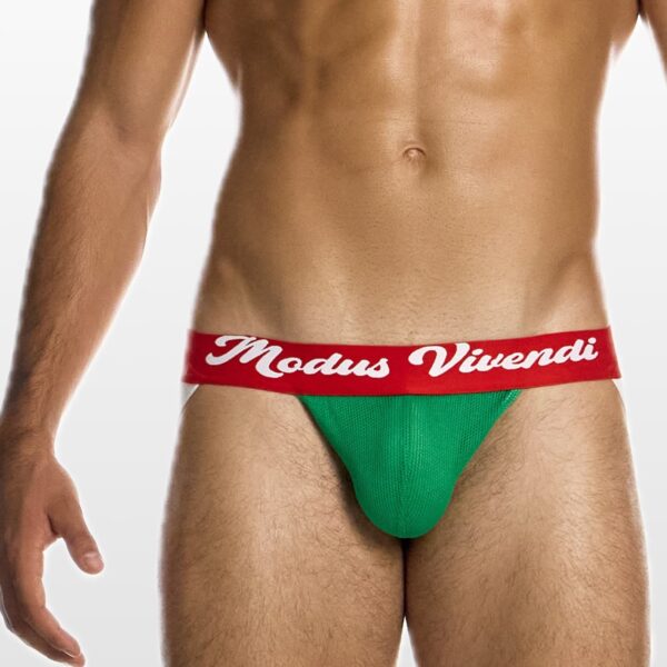 05512-green-(2) Modus Vivendi sportski jockstrap u zelenoj boji sa crvenim pojasom