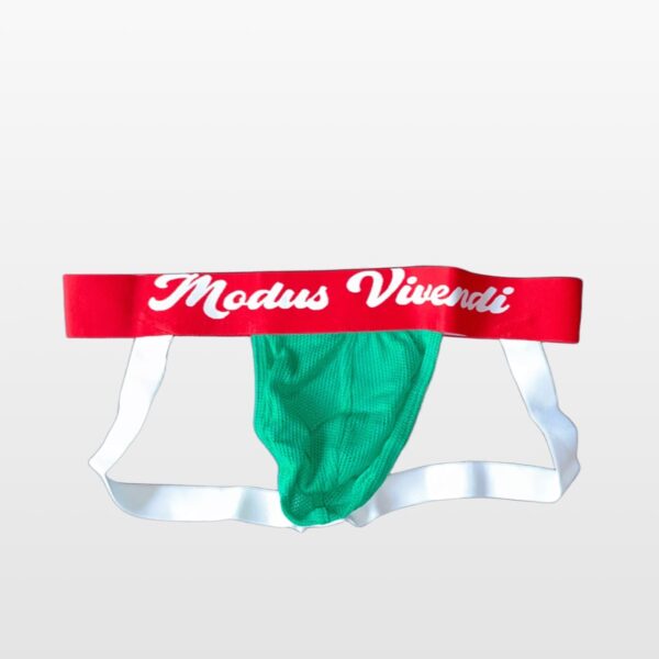 05512-green-(3) Modus Vivendi sportski jockstrap u zelenoj boji sa crvenim pojasom