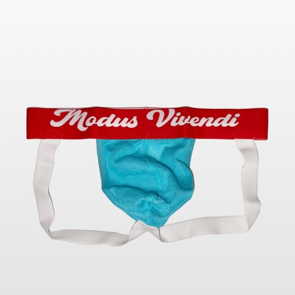 05512-turquoise-(3) Modus Vivendi muški jockstrap u tirkiznoj boji sa crvenim pojasom