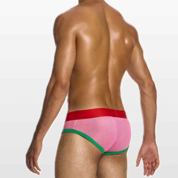 05514-pink-(2) Modus Vivendi muške slip gaće u roze boji sa crvenim pojasom