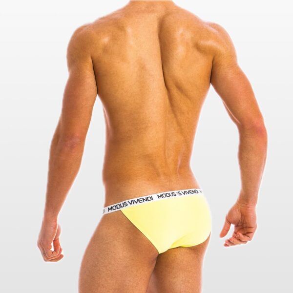 09811-yellow-(2) Modus Vivendi muške tanga-gaće u žutoj boji s belim pojasom