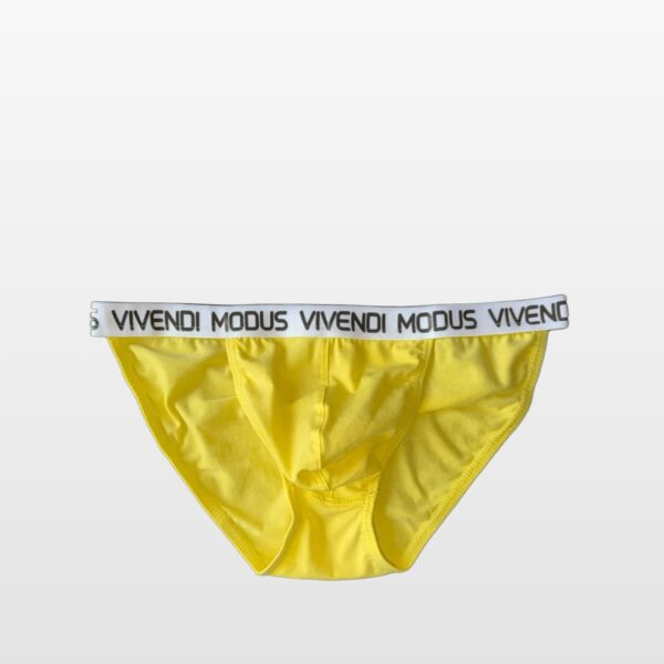 09811-yellow-(4) Modus Vivendi muške tanga-gaće u žutoj boji s belim pojasom